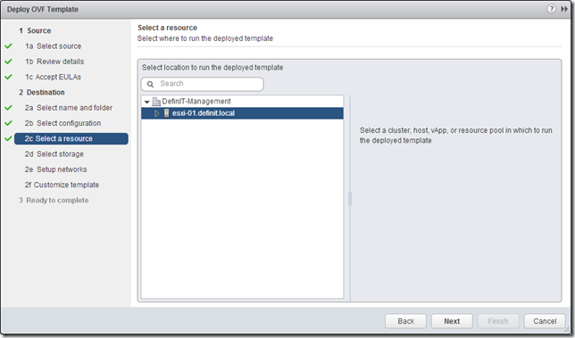 vCOps 5.8 - Deploy OVF - Select resource