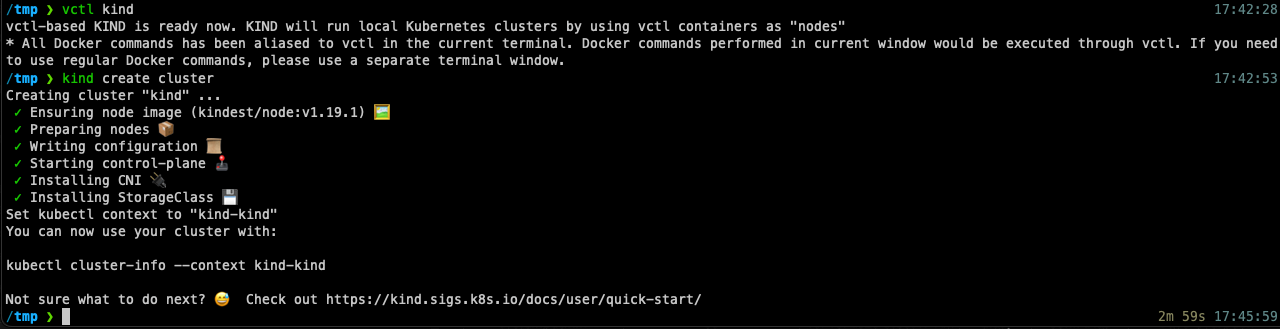Build a KIND (Kubernetes in Docker) cluster with vctl
