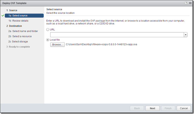 vCOps 5.8 - Deploy OVF - Select source