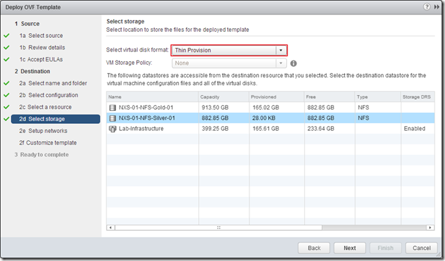 vCOps 5.8 - Deploy OVF - Select storage