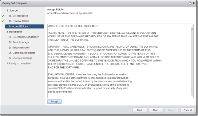 VIN 5.8 Deploy Wizard - Accept EULA