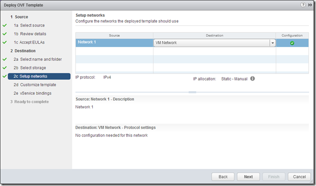 VIN 5.8 Deploy Wizard - Select network