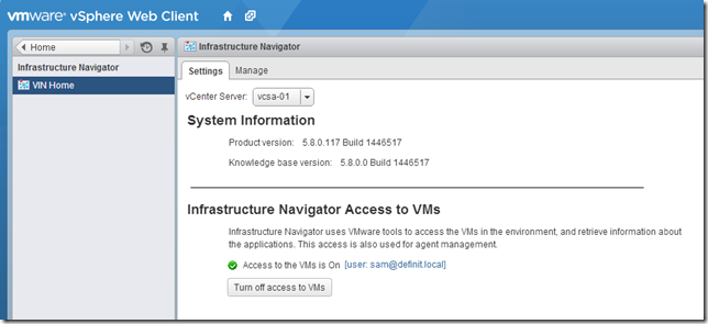 VIN 5.8 - Access to VMs is on