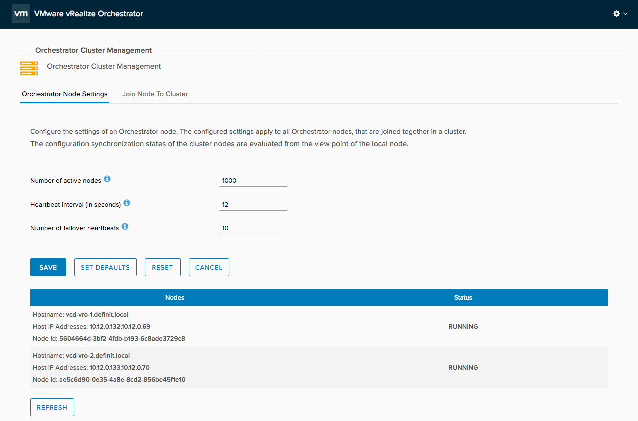 vRO Cluster completed