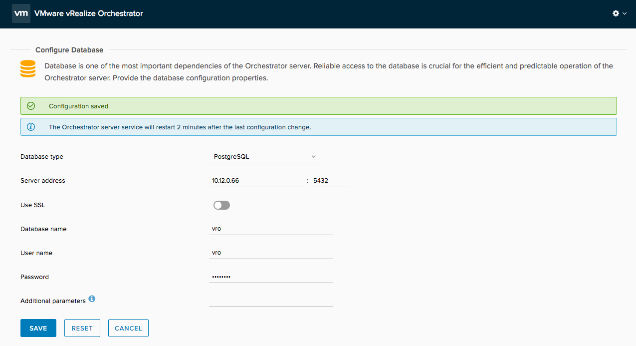 vRO Remote PostgreSQL DB