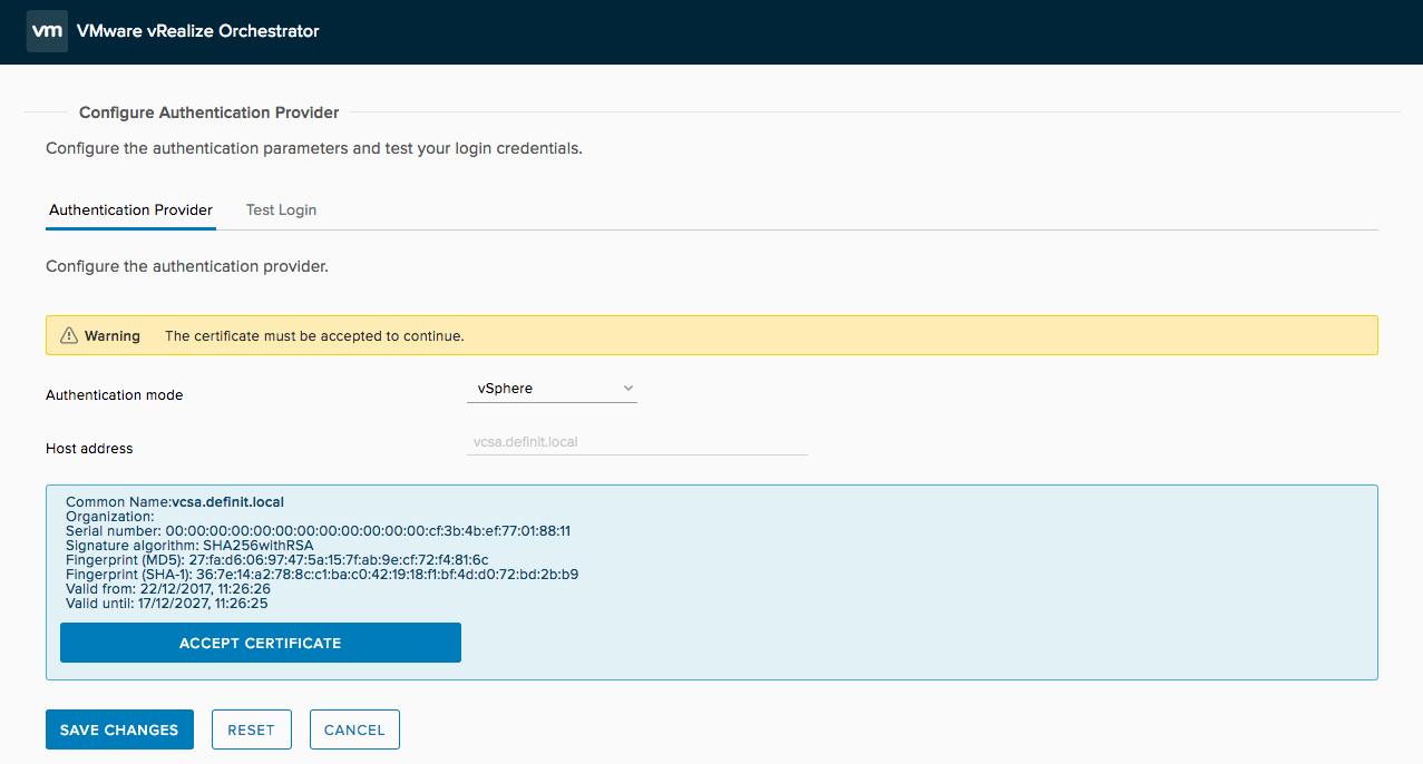 vRO vSphere Authentication